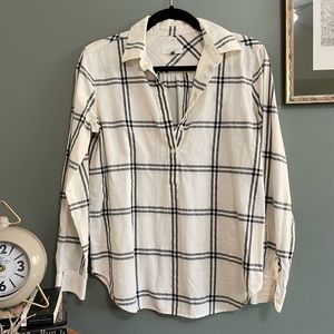 LOFT ‘Softened Shirt’ Popover in Windowpane Print